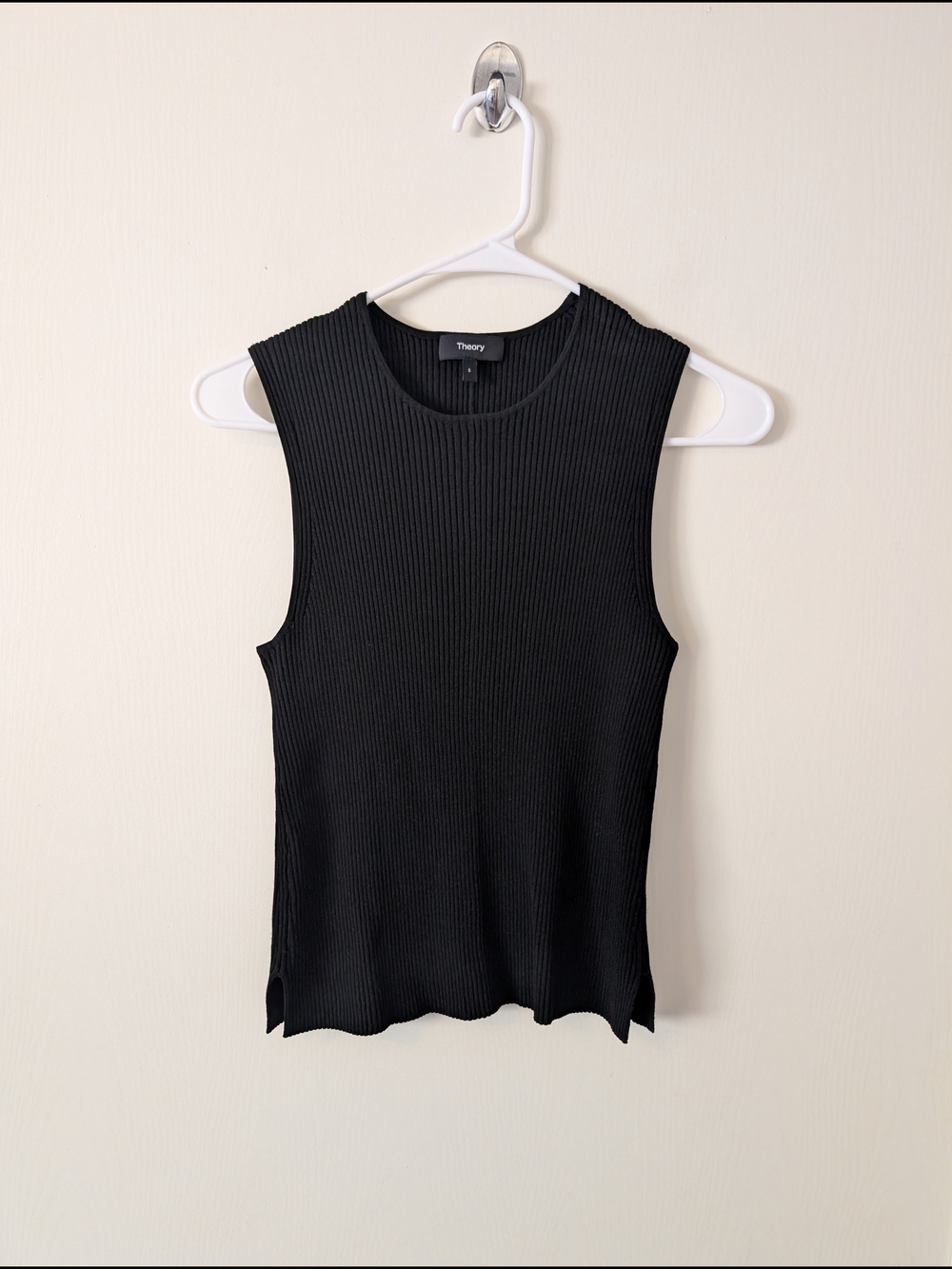 Theory Womens Small Black Ribbed Wooster Crepe Knit Sleeveless Tank Top Classic
